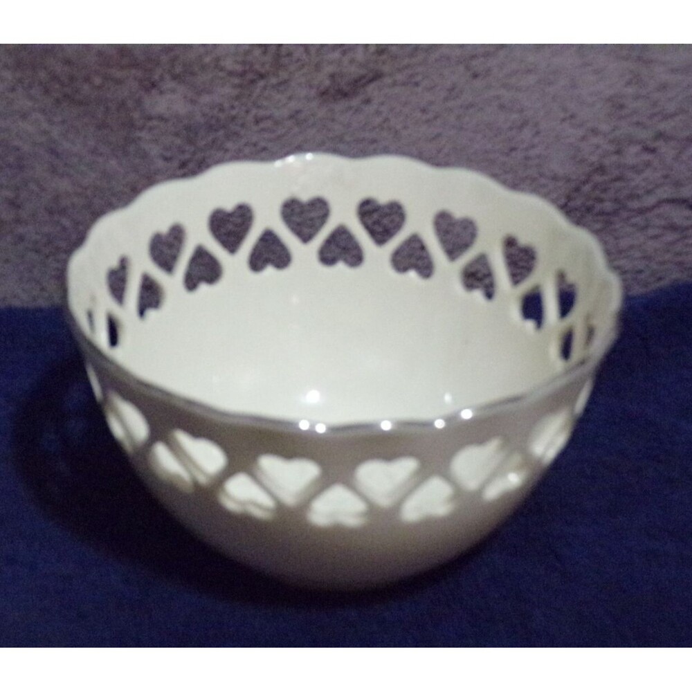 Lenox Heart Weave &‎ Roses Bowl w/Silver Trim "Special"